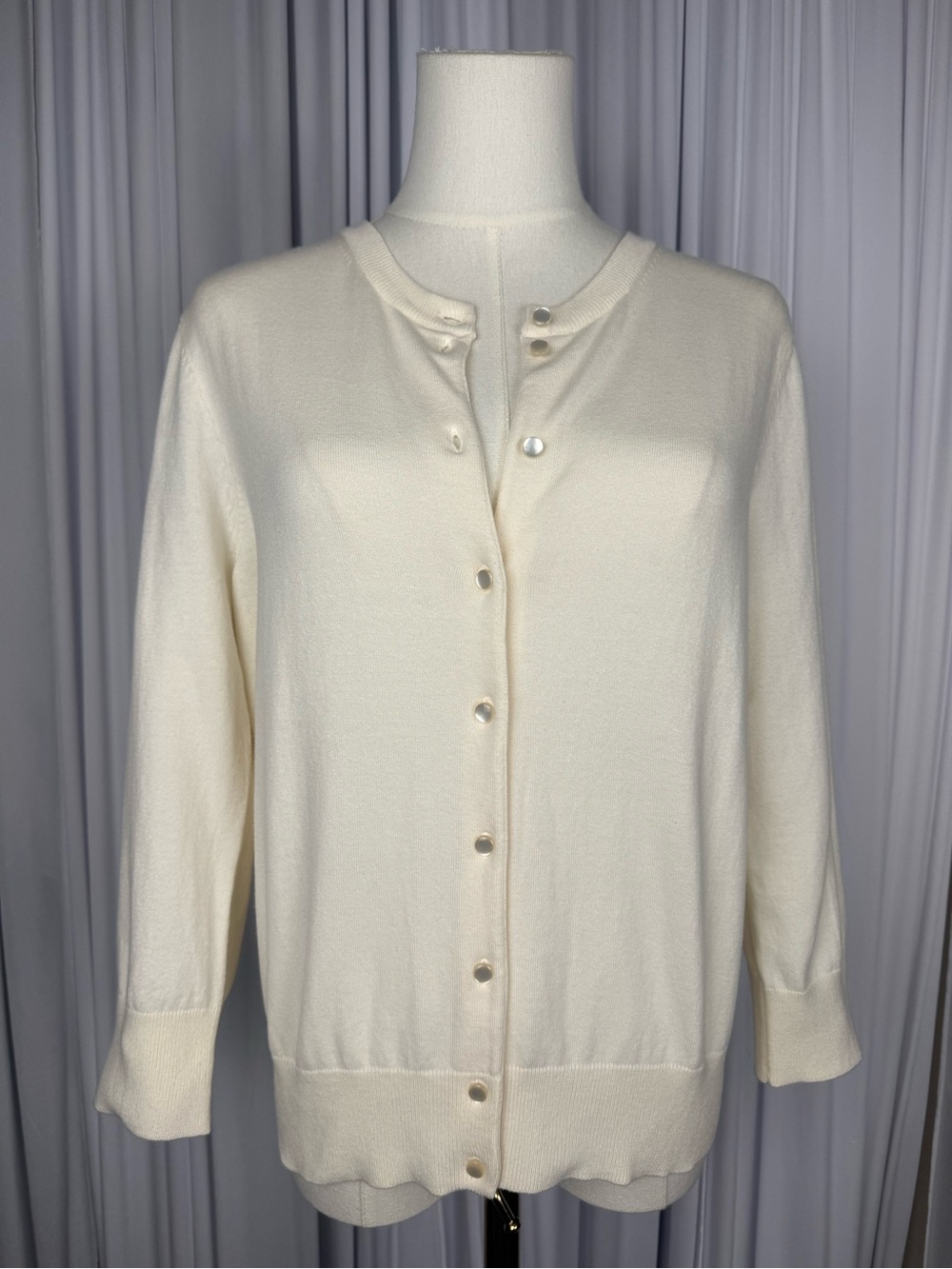 Cable & Gauge Cream Cardigan Sweater NWT Cotton Blend Petite Large